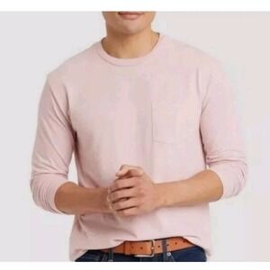 NWT Goodfellow‎ & Co Men's Long Sleeve Pocket Tee Shirt Size LARGE Light Pink